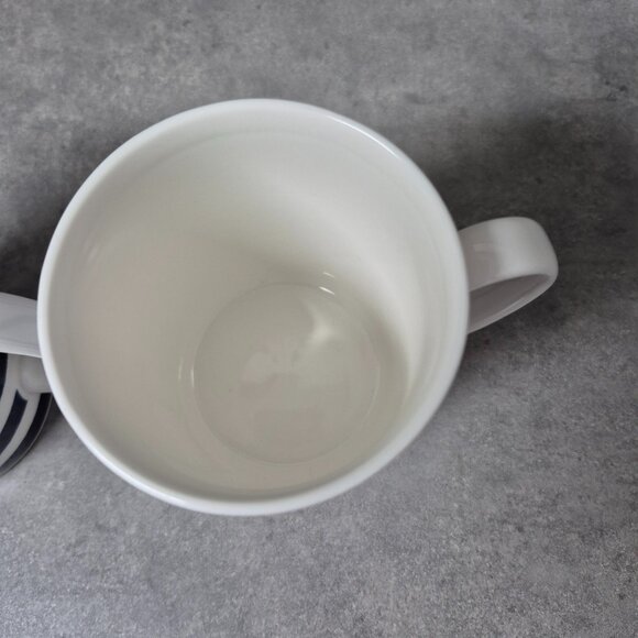 Kate Spade x Lenox Charlotte Street Navy and White Coffee Tea Mug Cups Set of 2 - Picture 6 of 8